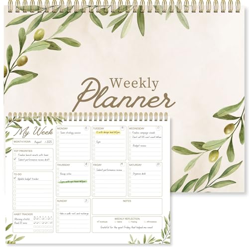 Undated Weekly Planner Notepad, 8.5" x11", 52 Weeks, Sage Green - color: Sage Green