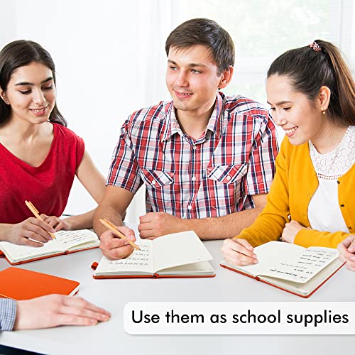12 Pack Notebooks Journals Bulk with 12 Black Pens, Feela A5 Hardcover Notebook Classic Ruled Journal Set with Pen Holder for School Business Work Travel Writing, 120 GSM, 5.1”x8.3”, Orange - color: 12 Pack orange