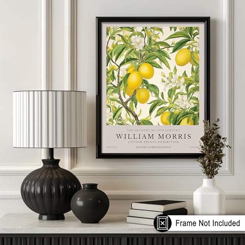 Poster Master Lemon Tree Print - William Morris Poster - Botanical Exhibition Artwork - Floral Housewarming Gift - Lemon & Fruit Creation - Aesthetic Dining Room or Kitchen Decor - 8x10 UNFRAMED Wall Piece - color: Style-15, size: 8"L x 10"W