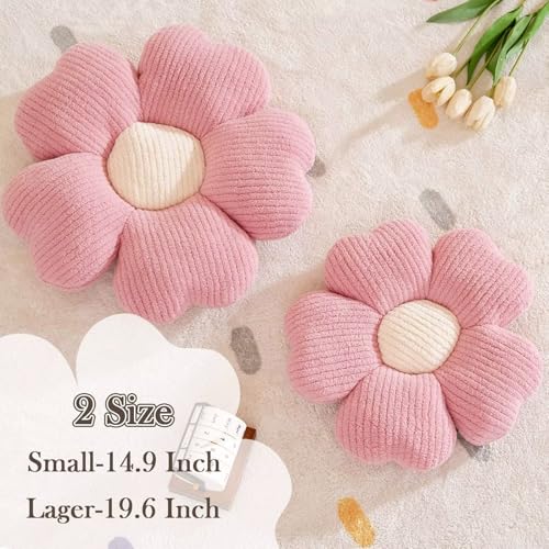 Kcvvcr Flower Throw Pillow, Cute Flower Shaped Pillow Decorative Throw Pillow for Bed Couch, Soft Daisy Pillows Floor Seating Cushion Cushions (14.9 Inch Pink) - color: Pink, size: 14.9 Inch