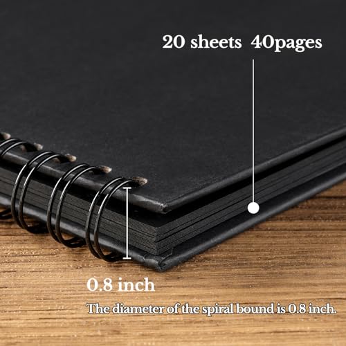 potricher 7 x 7 Inch Small DIY Scrapbook Photo Album 40 Pages, Black - color: Black, size: 7 Inch 40 Pages