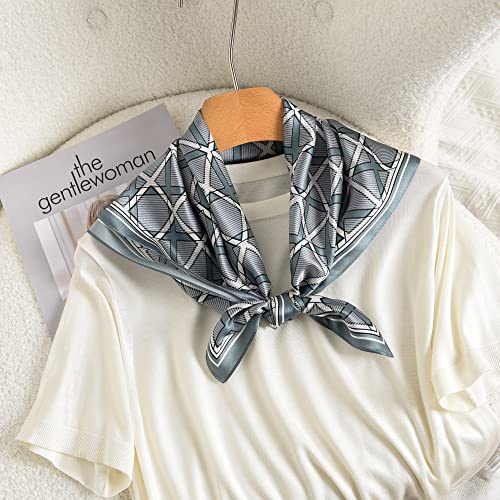 100% Mulberry Silk Scarf - 25.6" Square Neckerchief & Headscarf Gift Packed - color: Bluish