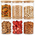6pcs Glass Food Storage Containers with Bamboo Lids, 1qt Glass Jars