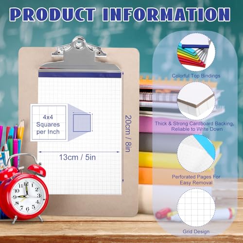 Jetec 8 Pcs Small Graph Paper Notepad 5 x 8 Inch Grid Notebooks,Rainbow - color: Rainbow