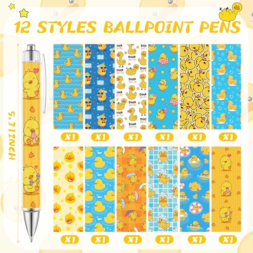 Dispowreath 24 Pcs Duck Sticky Notes with Pens Themed Party Favors Gifts Cute Notepad Memo Notes Pads Black Ink Ballpoint Pen for Duck Lover Christmas Gifts Office Supplies - style: Duck