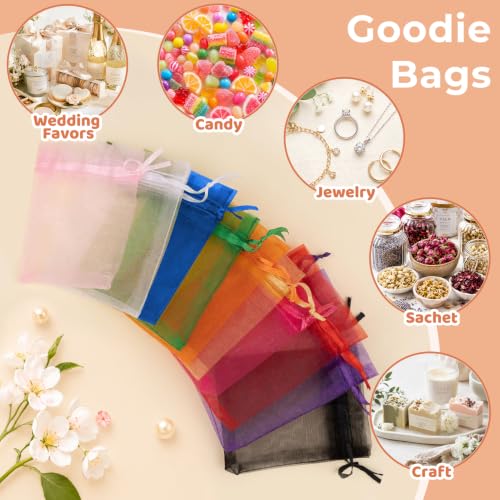 Crweety 50PCS Organza Bags 3x4 Green Small Gift Bags Mesh Drawstring - color: Olive Green