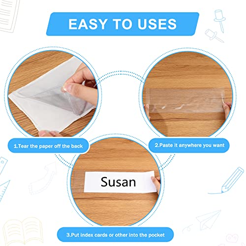 Chinco 30 Pcs Self Adhesive Clear Index Card Pockets, 3.55 x 10.8 inches - size: 3.55 x 10.8 Inches