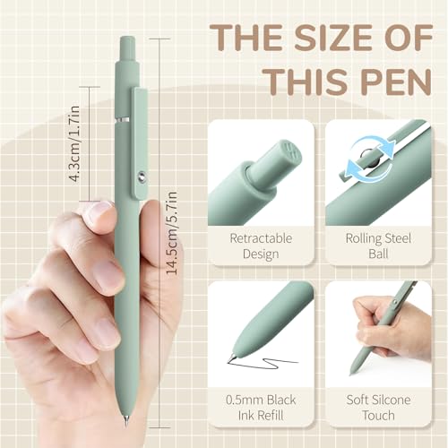 YOXMJDB Gel Pens, 5 Pcs 0.5mm Fine Point Smooth Writing Japanese Cute High-End Series Black Ink Pens for Journaling Note Taking, School Office Supplies for Women Men (5 Pcs Morandi) - color: 5 Pcs Morandi