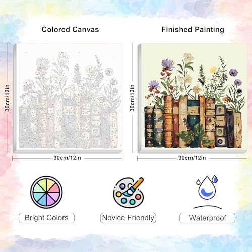 Yezavesu Book Framed Paint by Numbers Kit for Adults Beginner - color: YOP0216, size: 12x12 Inch