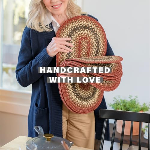 Homespice Chester Braided Placemats for Cabin Decor, Rect 13x19 Set of 4 - color: Chester