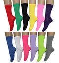 Frenchic 12/24/48 Pairs Pack Women's Colorful Patterned Cute Funny Casual Fashion Crew Socks - color: Solid-light
