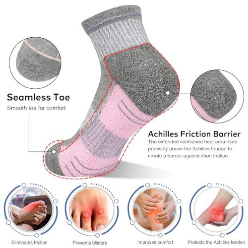 cuangya Women Athletic Ankle Cushioned Running Socks 6-Pairs - color: 5 Pairs Classic Retro, size: 5-8