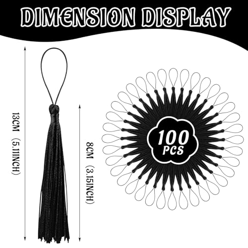 100 Pcs Bookmark Tassels Bulk Black Soft Craft Silky Handmade Mini Tassels for Jewelry Making with Loops for DIY Craft Accessory Dress Decoration - color: Black