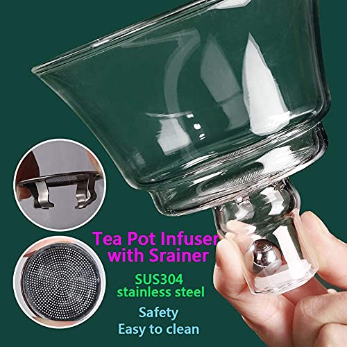 RORA Lazy Kungfu Glass Tea Set Semi Automatic Drip Rotating with Infuser Glass Teapot Set (6 cups) - color: Wooden, size: teapot set