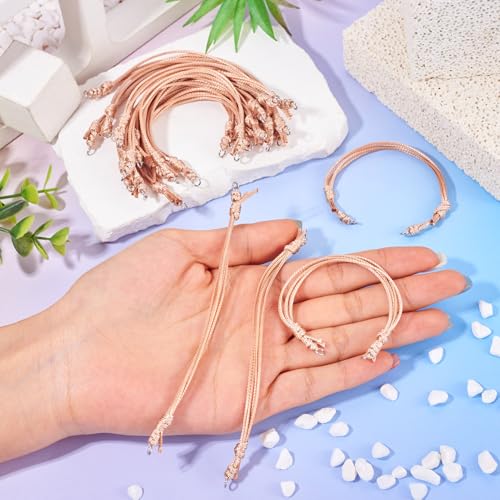 20Pcs Burlywood Adjustable Braided Cord Colorful Waxed Thread Half Finished Bracelet with Jump Rings for Wrist DIY Women Jewelry Making Friendship Fashion Bangle Accessory - color: Burlywood