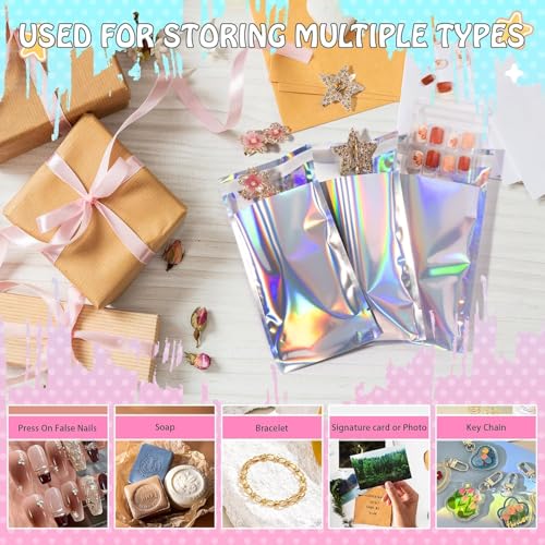 FUNFERY 7x10 in Holographic Mylar Poly Mailers Self Sealing Adhesive Bag - color: Holographic Self Adhesive-50P, size: 7x10 inch