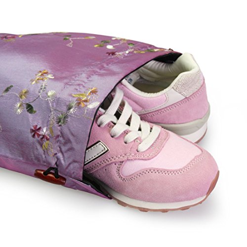 kilofly Embroidered Silk Jacquard Travel Bag, Lingerie & Shoes, Value Set of 2 - color: set2 A