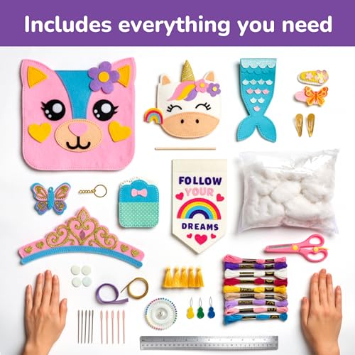 Craftorama Sewing Kit for Kids, Fun and Educational Accessories Craft Set for Girls Age 7-12, Sew Your Own Felt Accessories Craft Kit for Beginners - color: Accessories