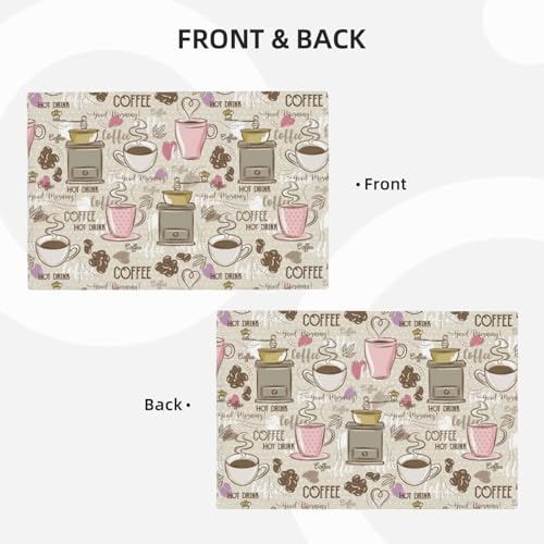 Rustic Coffee Print Placemats Washable Table Placemat Set of 4 - color: Light Gray, size: Set of 4