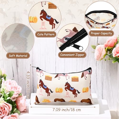 Eaasty 20 Pieces Horse Gift Set Sticky Notes with Pens, Pencil Bags Makeup Bags Animal Lover Gift, 3 x 4 Inches Cute Note Pads, Funny 1.0 mm Ballpoint Pens, Office Supplies for Women - style: Horse