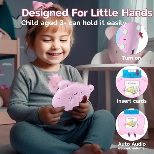 English Talking Flash Cards Bilingual for Kids - Japanese, Pink - color: Japanese, size: Pink