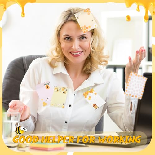 Gilprop 24 Pack Bee Sticky Notes 3x4 Inch, Honeybee Memo Pads, Bee - style: Bee
