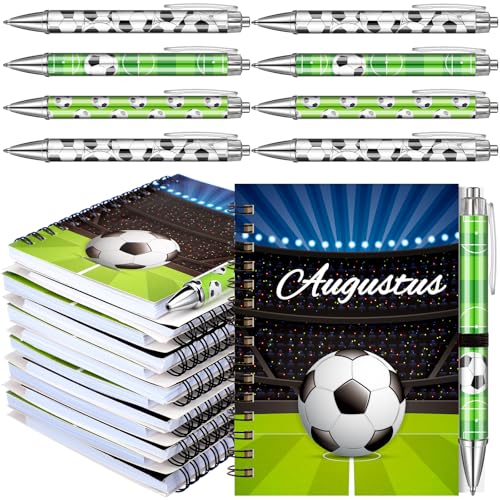 Resurhang 24 Pcs 12 Sets Soccer Party Favors Birthday Supplies School Stationery Bulk 5.5 x 4.3'' Soccer Spiral Notebook Ballpoint Pens for Coaching Supplies Coach Gift Team Party Players Sports Lover - style: Soccer Style