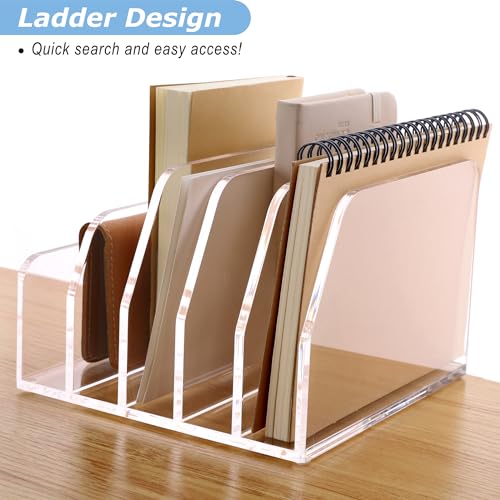 SANRUI Acrylic Bill Letter Organizer Holder for Desk, Clear 5 Compartments - size: 5 Laddered Compartments