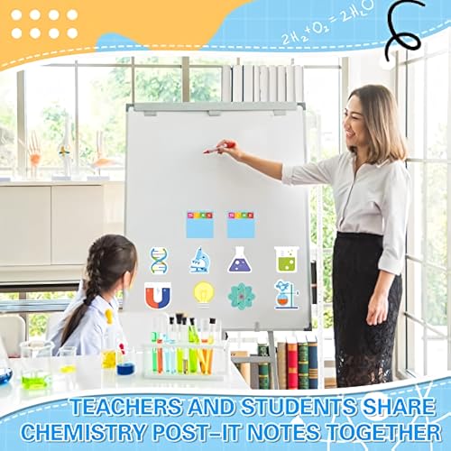 Science Party Stationery Gift Set with 12 Sticky Notes, 12 Ballpoint Pens and 50 Stickers for Science Themed Birthday Party Decorations Supplies Goodie Bag Fillers School Rewards