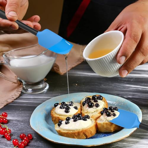 Coukre Silicone Spatula Set of 5,High Temperature Resistant, Food Grade Silicone, Dishwasher Safe, for Baking, Cooking (Blue Black) - color: Blue/Black