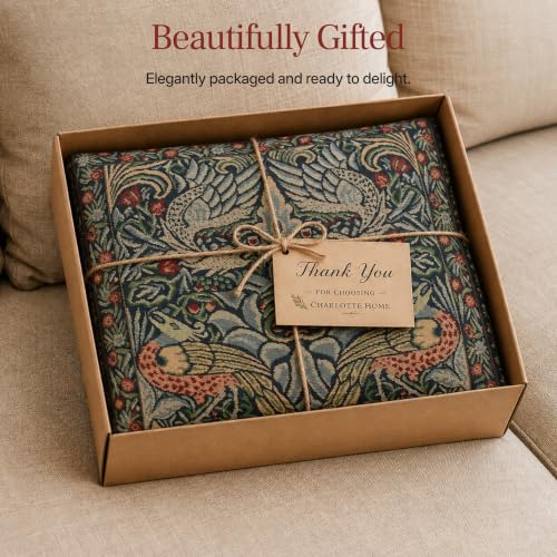 William Morris Peacock and Dragon Blue Tapestry Throw Pillow Cover 16 x 16 - color: Peacock and Dragon