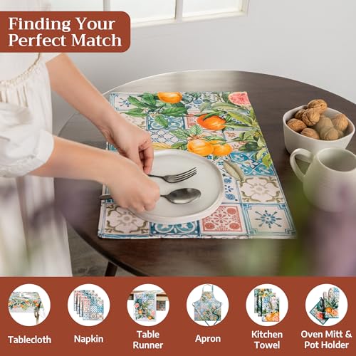 Maison d' Hermine Placemats Set of 4 Reusable 100% Cotton (13"x19") - color: 038 - Agrume, size: 13" X 19" (Pack of 4)