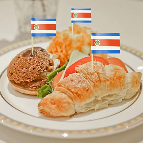 mflagperft Costa Rica Toothpick Flags 100 Pack, Costa Rican Flag Picks - color: Costa Rica