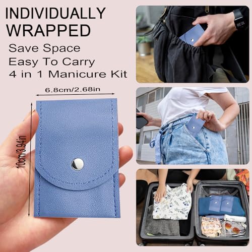 16 Sets Travel Manicure Set Professional Nail Clipper Kit Bulk,4 in 1 Adult Stainless Steel Travel Manicure Kit with Case Individually Wrapped Nail Clippers Bulk for Homeless,Hotel,Charity(4 Colors) - color: Multi Color