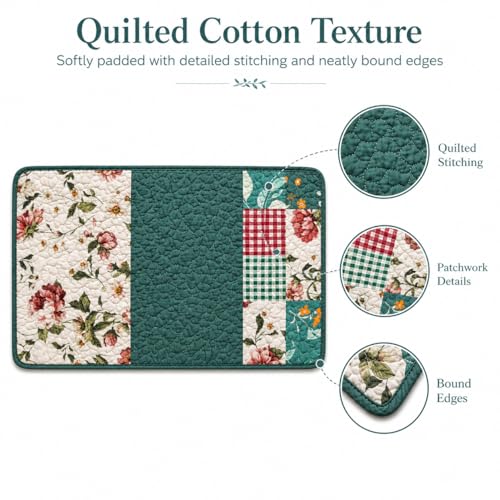 4-Piece Cottage Bloom Quilted Patchwork Placemats - color: Cottage Bloom