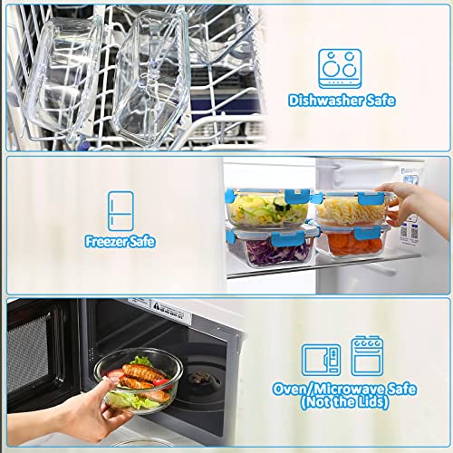 M MCIRCO 24 Piece Glass Food Storage Containers with Lids, Blue - color: Blue