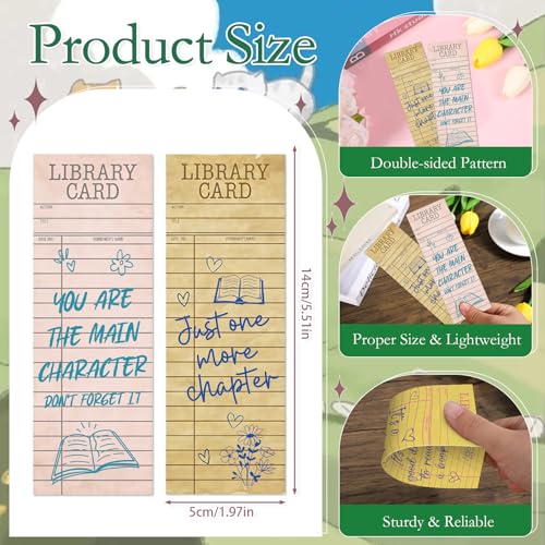 Vintage Library Card Bookmarks Gifts - Cosmisun 100 Pcs Reading List Book Mark Tracker for Book Lovers Retro Quote Page Marker Clip Favors for Women Men Office Students Teacher Bookish Supplies - color: Vintage Library Card