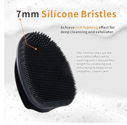 Soft Silicone Face Scrubber,Body Scrubber for Deep Cleansing, Exfoliation- 2pcs Silicone Body Brushes for Women Men Use in Shower Skin Massage Pore Cleansing Blackhead Removing - color: ( Set)black+black