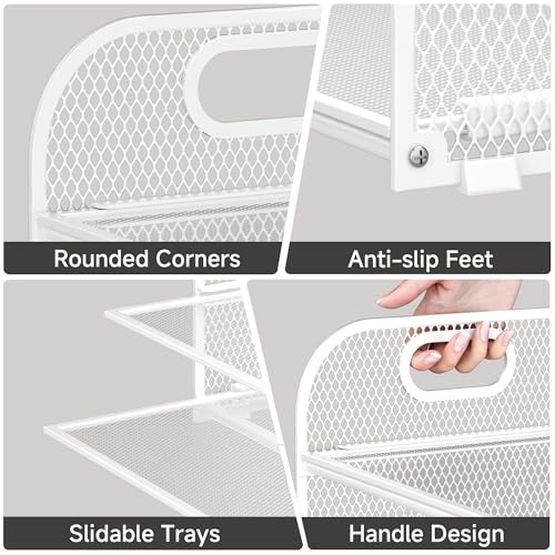 5-Tier Stackable Paper Organizer with Handle, White - color: White, size: 12.6" x 9.1" x 13.4"