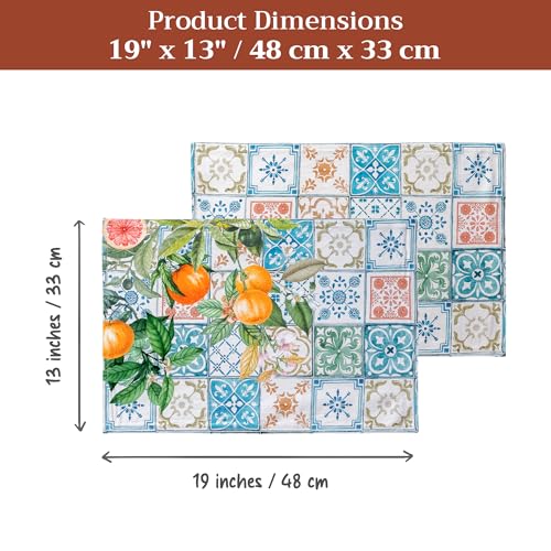 Maison d' Hermine Placemats Set of 4 Reusable 100% Cotton (13"x19") - color: 038 - Agrume, size: 13" X 19" (Pack of 4)
