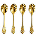 KEAWELL Premium Luxury 4-Piece 6-Inch Tea Spoon Set (Gold) - color: Gold