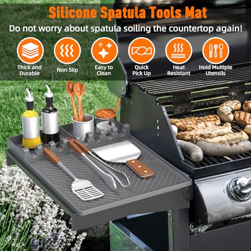 Silicone Grill Mat Compatible with Blackstone, Grey - color: Gray