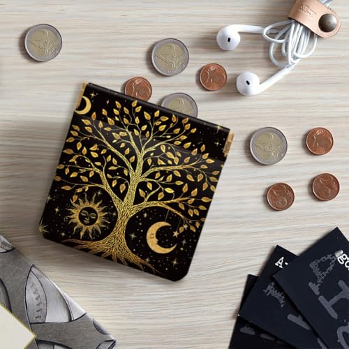 Peacoblue tree of life Coin Purse,PU Leather Squeeze Pouch 4PCS - style: Tree of Life