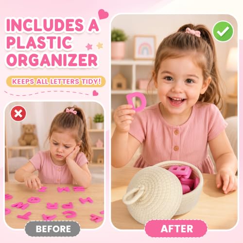 JoyCat Silicone Magnetic Alphabet Letters, 26 Uppercase (Pink) - color: Pink Color