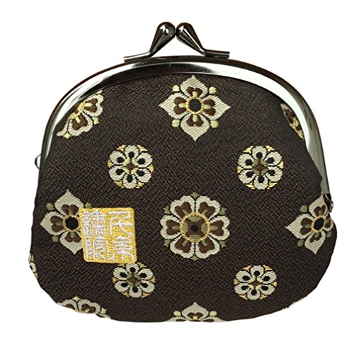Nishijin brocade round clasp purse/coin purse with lining, size L. (Shosohanabishimon) - color: Shosohanabishimon