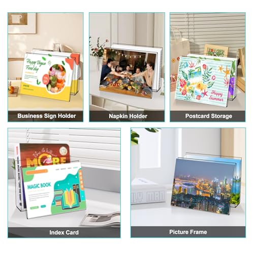 Boloyo Acrylic Vertical Postcard Display Holder,4 x 6 inch 1PC Clear Card Display Stand Easel Tablet Holder for Postcard Greeting Recipe Index Business Memory-Note Card, Artworks (Horizontal, 4PC) - color: Horizontal, size: 4PC