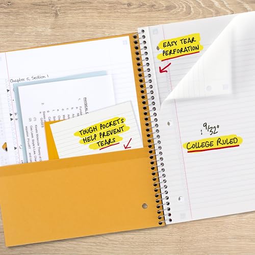 Five Star Spiral Notebook + Study App, 5 Subject, College Ruled Paper, 8-1/2" x 11", 200 Sheets, Fights Ink Bleed, Water Resistant Cover, Fire Red (72077) - color: Red, size: 1 Count (Pack of 1)