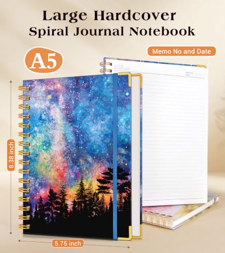 Lined Spiral Notebook Journal for Women, 150 Pages Cute Notebooks 5.75” x 8.38”, A5 Hardcover Spiral Journals with 100 GSM Thick Paper, College Ruled Notebook for Writing Work School, Forest Under a Starry Sky - color: Forest Under a Starry Sky