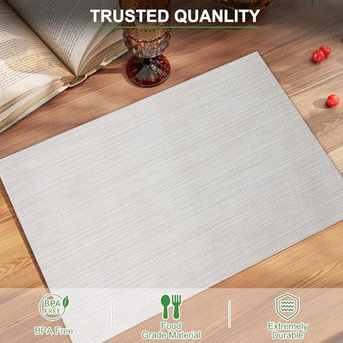 BETEAM Placemats Set of 4, Woven Place mats for Dining Table, Beige Grey - color: Beige Grey, size: 4 Pcs