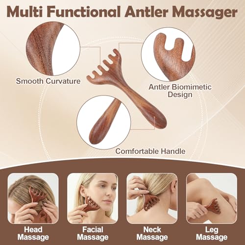 WOVTE 3 PCS Wooden Scalp Massager, Sandalwood Head Massager Scalp Comb